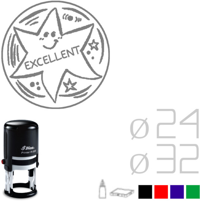 [파고앤랩스] 정품 자동 칭찬 스탬프 도장 주문 제작 만들기 교사 선생님 학교 유치원 어린이집 학원 캐릭터 담임 엄마 독서 숙제 검사 원형 참잘했어요 검 상 별 잉크 스템프, 빨강, R532(31mm)