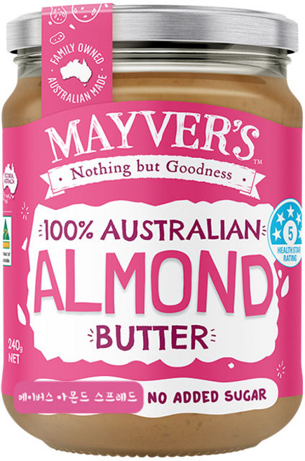 호주 메이버 무가당 100% 네추럴 아몬드 버터 스프레드, 240g, 2개