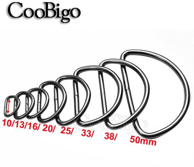 액세서리 가방 목걸이 링 20 개 걸쇠 하프 금속 버클 스트랩 고양이 DIY D-링 백팩 비 신발 D 용접 벨트, Black