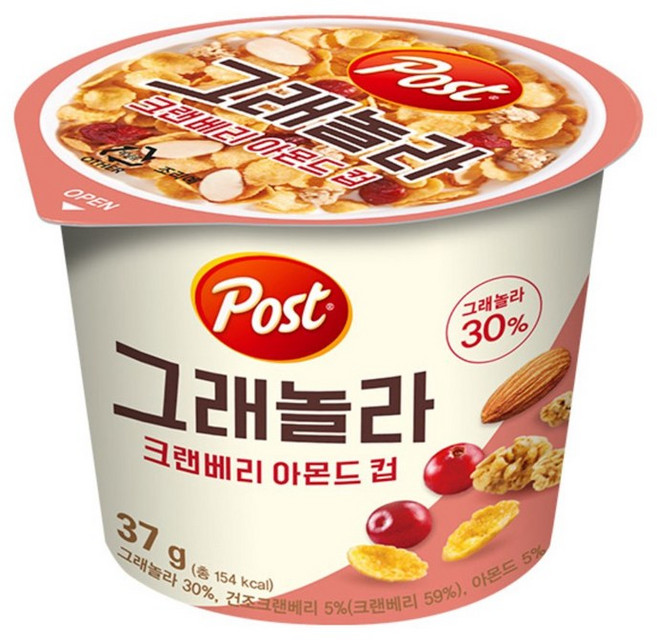 포스트 그래놀라 크랜베리 아몬드컵, 37g, 11개