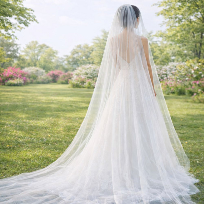 브오미 웨딩 베일 면사포 셀프웨딩 브라이덜샤워, 1개, 화이트