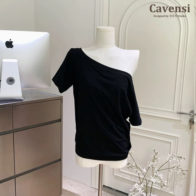 Cavensi 露肩上衣 寬鬆短袖 一字肩上衣 顯瘦上衣 A271