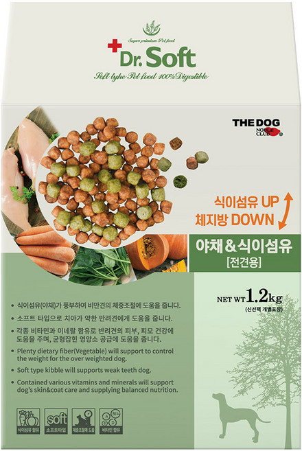 더독 노련견용 닥터소프트 장건강 소프트사료, 닭, 1.2kg, 1개