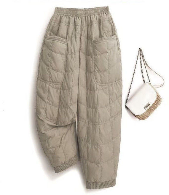 POMTOR 겨울 중년 여성 경량 패딩 바지 방풍 보온 부츠 팬츠