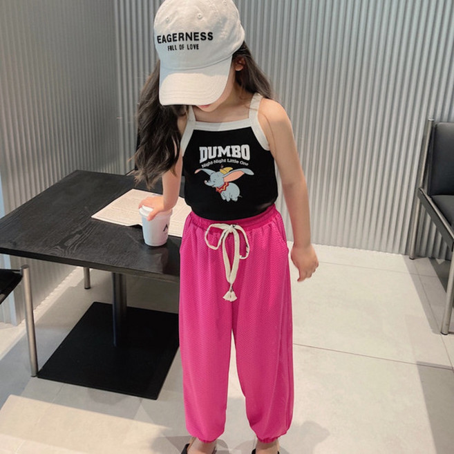 小不點兒 女童小飛象吊帶背心 夏季新款兒童寶寶純棉薄款背心(90cm-130cm)