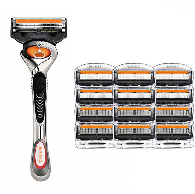 위니즈 스윙 남자 면도기+신형 퓨전파워 면도세트 질레트 호환용 면도날, 3세트, 4개입