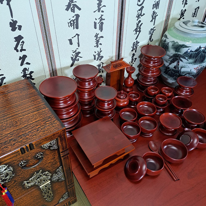 제사 베스트 패키지 제기세트 제사병풍 교자상 제기함, 7.오리복47+전체오동+6폭양단+5자캡, 1개