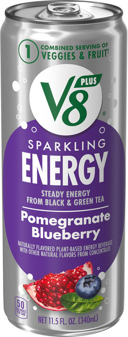 V8 +Energy Sparkling Pomegranate Blueberry Juice Energy Drink 11.5 fl oz Can
