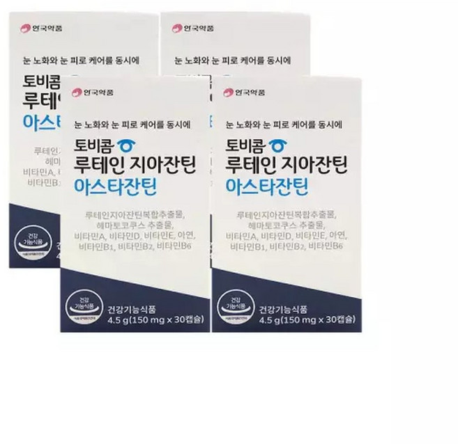 안국약품 토비콤 루테인 지아잔틴 아스타잔틴 150mg x 30캡슐 x 4박스 /An, 30정