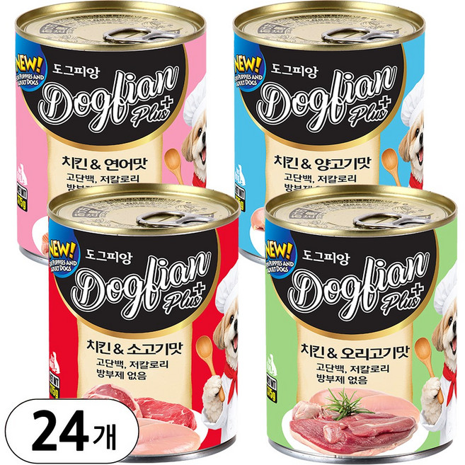 도그피앙 플러스 대용량 강아지캔, 24개, 375g, 콤보