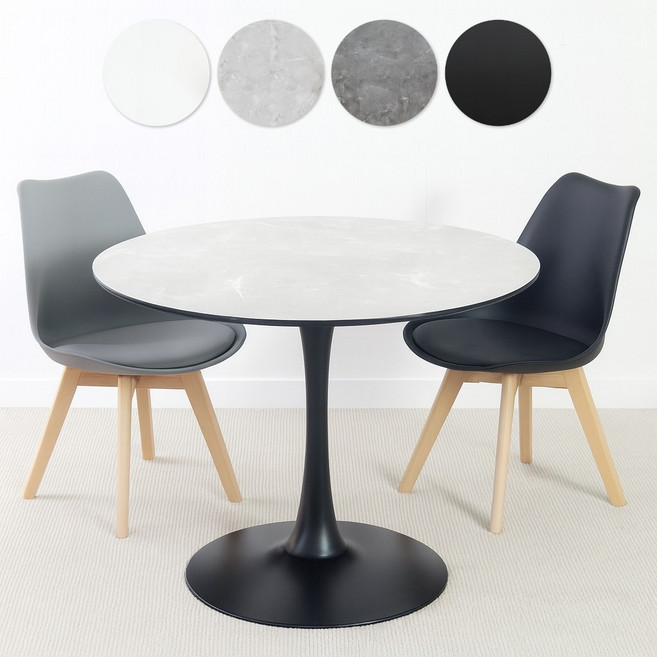 비셀리움 원형 테이블 친환경 E0등급 카페용 인테리어 식탁 1000, 4인용, 1000 마블화이트