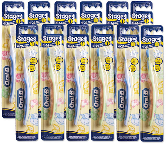 해호 오랄비 스테이지 칫솔 1단계(랜덤), 12개, 1개입
