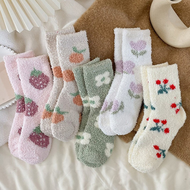 다팔래용 감성 캐릭터 5종 과일 양말 여성 수면