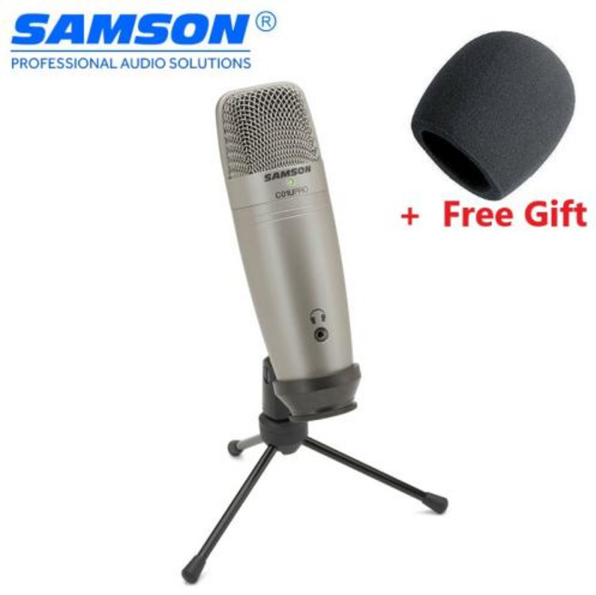 Samson C01U Pro USB 스튜디오 콘덴서 마이크 실시간 모니터링 방송 음악 녹음용 대형 다이어프램 콘덴서, 01 mic and free gift, 1)mic and free gift