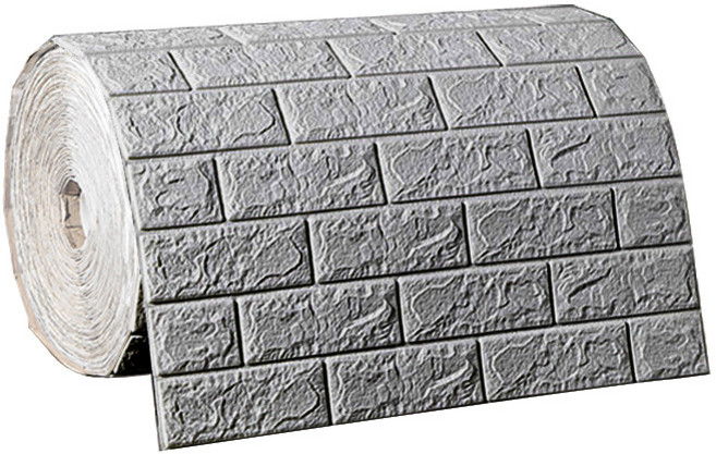 친환경 단열 충돌 방지 폼블럭 이음새없는 접착 벽지, 회색0.7m*20m, 1개