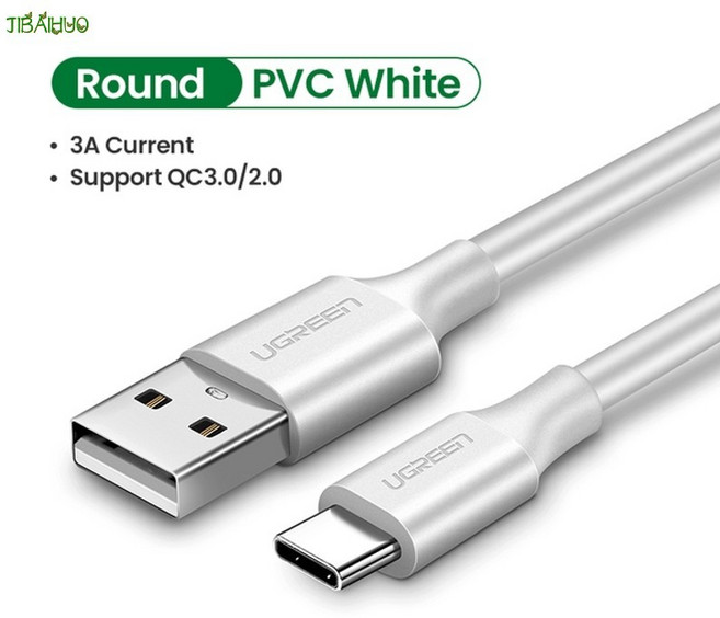 JIBAIHUO ugreen 3a usb type c 케이블 poco x3 pro samsung s21 s20 빠른 충전 3.0 usb c 케이블 고속 충전 데이터 전화 충전기, 협력사, 협력사 × PVC 흰색 × 0.25m × 1개, 0.25m, 1개