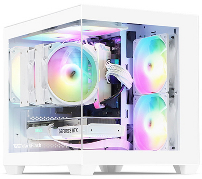 darkFlash DCM30 RGB 강화유리 미니타워 케이스 화이트, 1개, 선택하세요