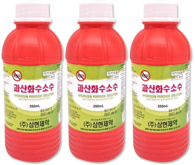 삼현 과산화수소수 35% 250mlx3개 소독제 상처소독 소독세척, 3개, 250ml
