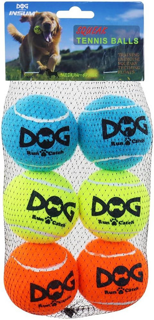 인섬 소형 반려견 테니스공 2.0인치 - 6팩 품종 인터랙티브 페치 앤 츄 장난감을 위한 삐걱거리는 공 야외 및 실내 놀이에 완벽합니다, MultiColored, Small 6 Pack