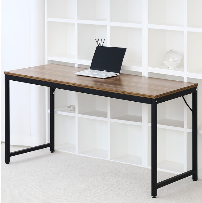 데스텀 사무용 컴퓨터 책상, 빈티지우드+블랙프레임