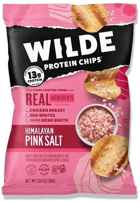 WILDE Himalayan Pink Salt Protein Chips 와일드 히말라얀 핑크 솔트 프로틴 칩, 8개, 38g - 쿠팡