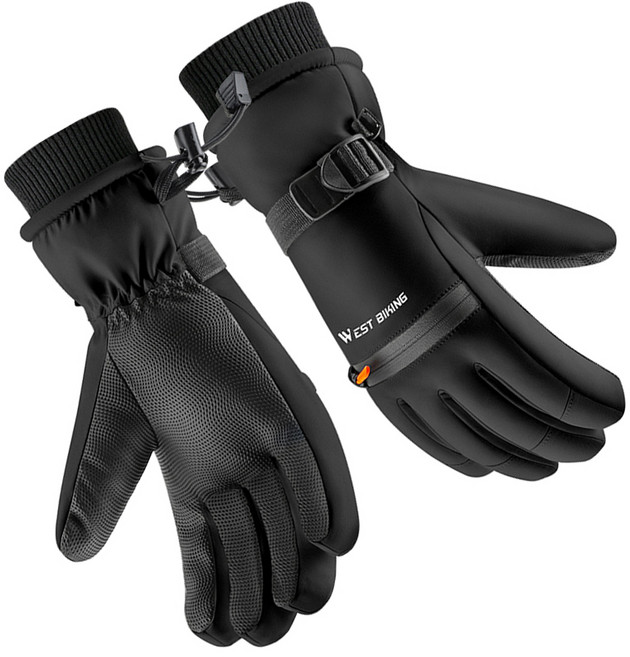 시그니처베이지 스마트폰 터치 스키 보드 겨울 방한 장갑 YPZ271, 블랙, 1개