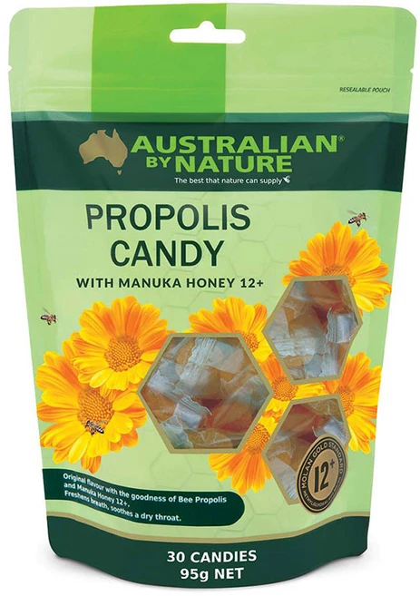 호주 오스트레일리안 바이 네이쳐 마누카꿀 12+ MGO 400 프로폴리스 캔디 30입, 3.4g, 1개 - 쿠팡