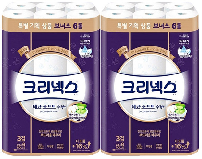 크리넥스 데코앤소프트 부케향 30롤, 2개