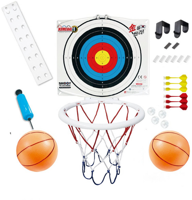 금메달 7단조절 문걸이 키높이 농구 대형- 늘봄학교 방과후 돌봄 학교체육 유아체육, 혼합색상, 1개