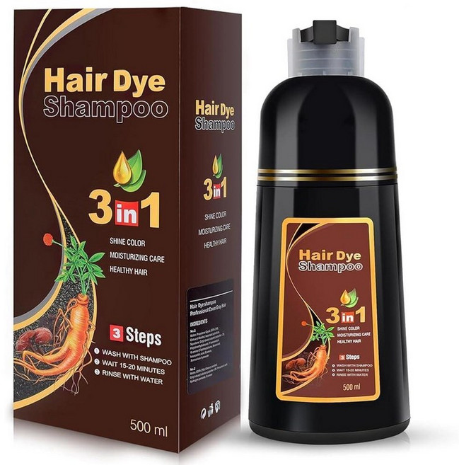 YOURTONE 블랙 헤어 염색 샴푸 3 in 1 흰머리 커버리지 여성 남성용 컬러 샴푸 허브 성분 Champu Para Pintar el Cabello (479.1g/16, 브라운, 500ml