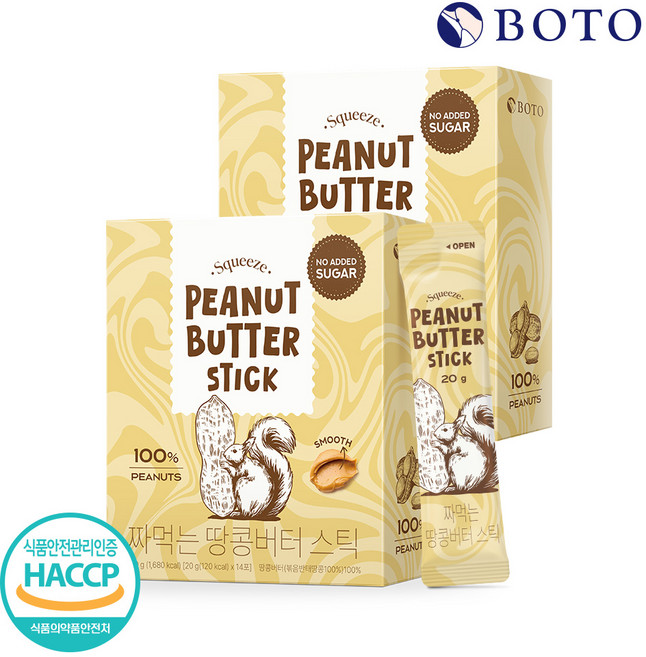 보뚜 짜먹는 땅콩버터 스틱 14p, 280g, 2개