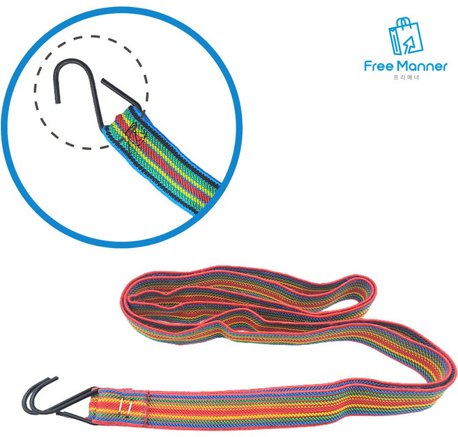 고탄력 납작 고리줄바 오토바이 자전거 퀵 배달 짐 고정 고리 고무 끈 택배 핸드 카트 화물 로프, 색상랜덤 2.5M, 1개