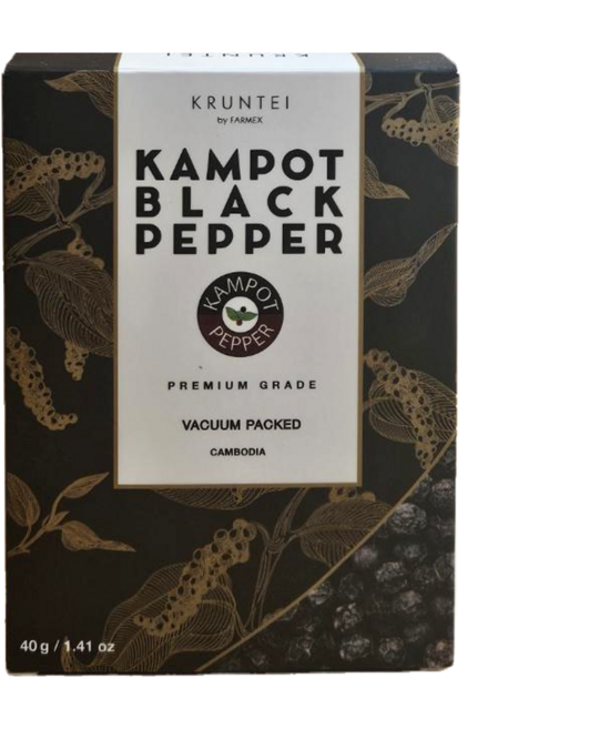 크룬테이 캄보디아 PGI 인증 고식이섬유 블랙 캄폿 통후추, 40g, 1개