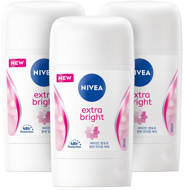 니베아 데오드란트 스틱 엑스트라 브라이트, 50ml, 3개