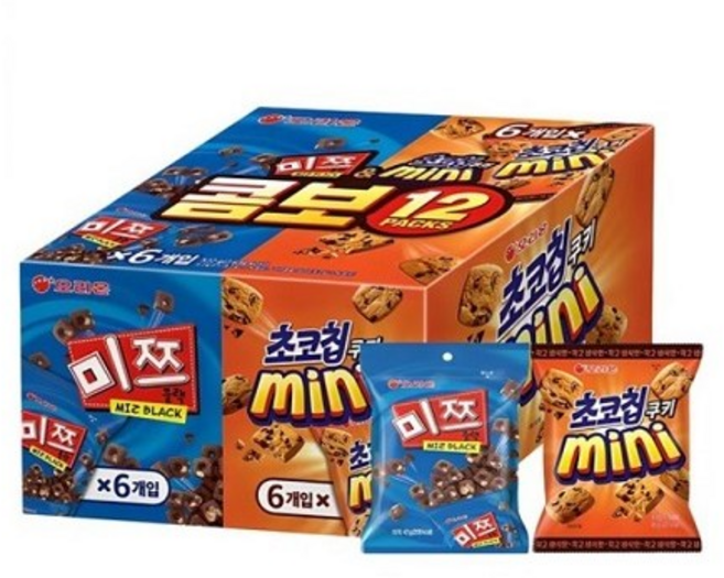 오리온 콤보 12 PACKS 과자세트, 미쯔 6p + 초코칩 쿠키 미니 6p, 1개