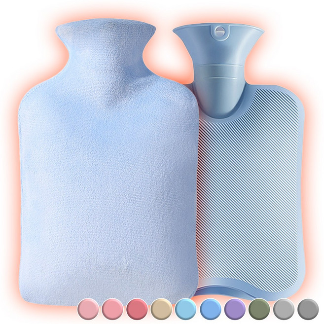 아뜰라임 오래가는 보온 물주머니 핫팩 + 찜질팩 커버 세트 1L 2L, 스카이블루 2L, 1개