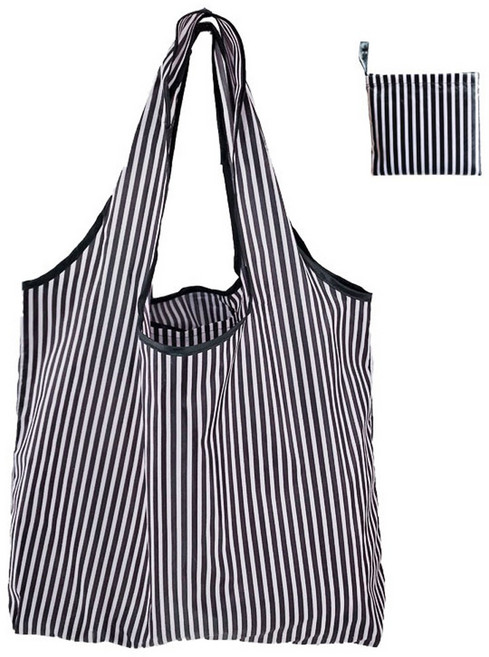 베일리앤 휴대용 포켓 장바구니 가방 에코백, 1개, 스트라이프