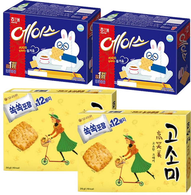 해태 에이스 364g 2개 오리온 고소미 216g 2개 총 4개