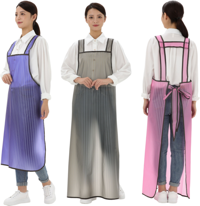 스트라이프 기능성 우레탄 H형 방수 앞치마, 1개, 대형 - 핑크