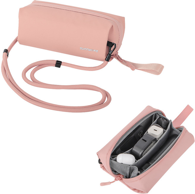 써니라이프 DJI 오즈모시리즈 멀티 유즈 파우치 포켓4/3 액션6/5 나노/360 모바일8 액션캠 가방 파우치, 핑크