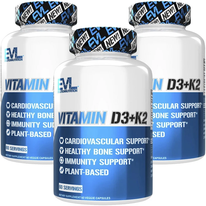 EVLUTIONNUTRITION 비타민 D3 + K2 베지 캡슐, 3개, 60정 - 쿠팡