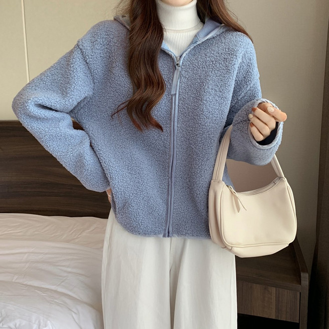 후드 양털 집업 후리스 여성 점퍼 기모 플리스 자켓