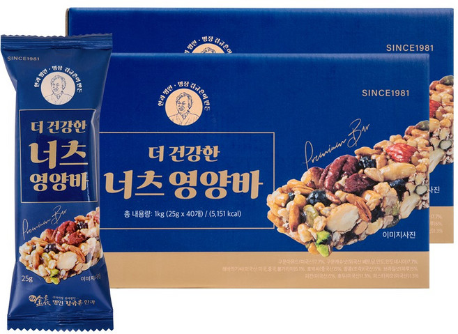 김규흔 한과 더 건강한 너츠 영양바, 80개, 25g