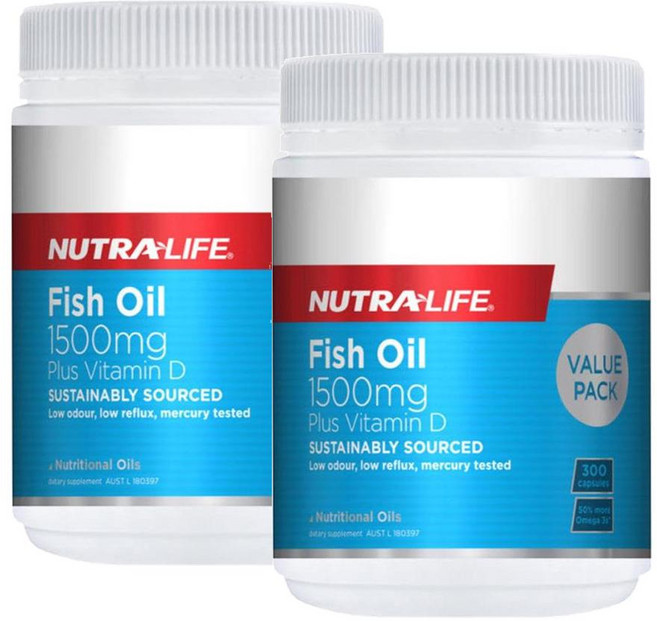 뉴트라라이프 피쉬오일 1500mg 오메가3 비타민D NUTRALIFE Fish Oil Plus Vitamin D, 2개, 300정