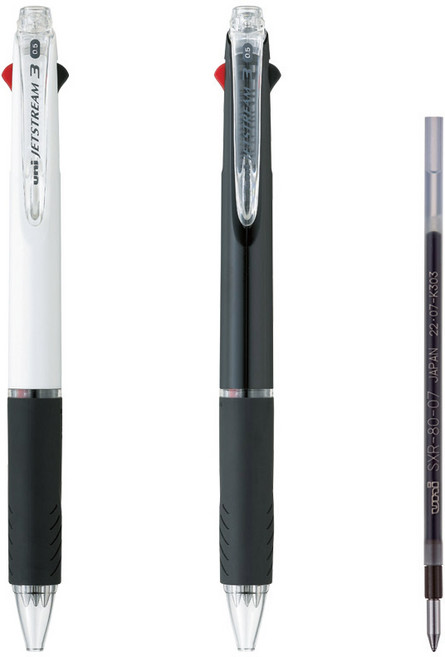 유니볼 제트스트림 3색 다색펜 0.5 블랙 화이트 리필, 3본세트