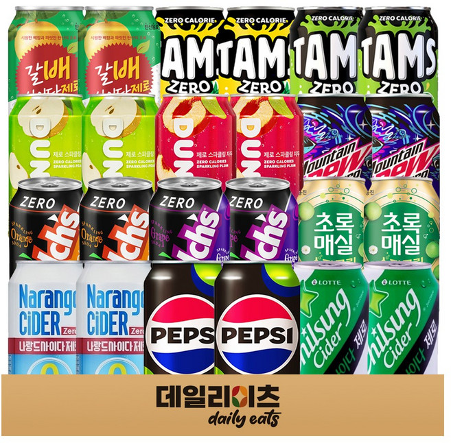 뚱캔 제로칼로리 탄산음료수 12종류 총 24캔 믹스세트, 24개, 355ml