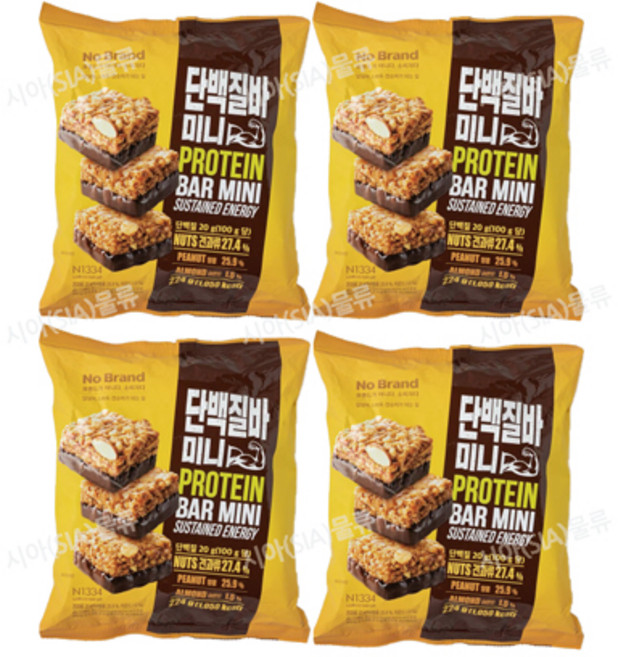 노브랜드 단백질바 미니 224g 100g당 470kcal, 4개