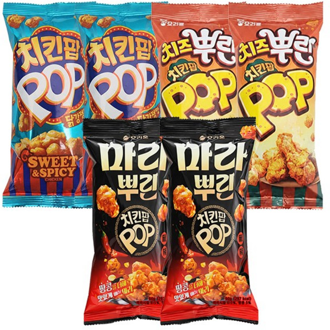 오리온 치킨팝 3종 (닭강정맛65g+치즈맛65g+마라맛60g), 2세트, 190g
