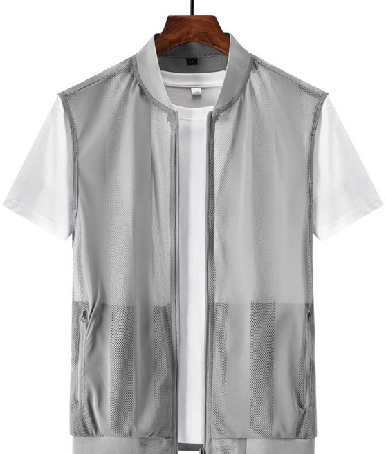 COSYEVNO 남성용 메시 집업 조끼 캐주얼룩 CLXmj-02