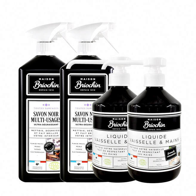 Maison Briochin 黑皂液與洗碗精組合, 1套, 特惠組：洗碗精2入+多功能2入, 750ml